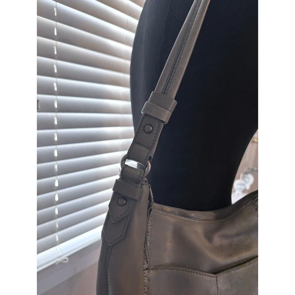 The Sak Sequoia Leather Hobo Bag in Dusty Blue Crochet